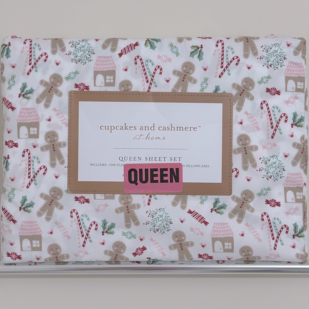 NEW QUEEN SIZE CUPCAKES & CASHMERE GINGERBREAD SWEET TREATS CHRISTMAS Sheet